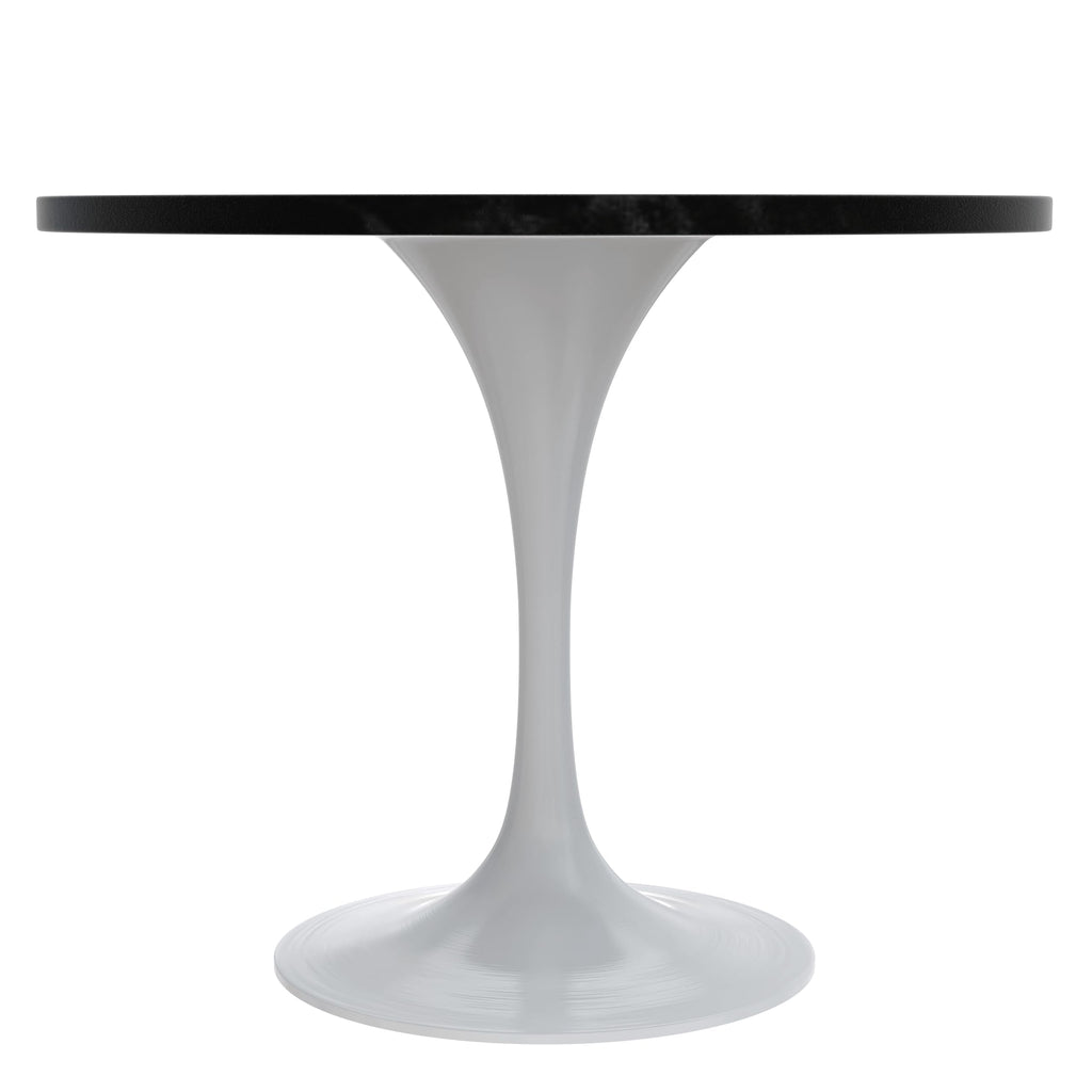 Verve Mid-Century Modern 36 Inch Round Dining Table, MDF Wood Tabletop with White Steel Pedestal Base, Contemporary Kitchen & Dining Room Table, for Small Spaces (Black)