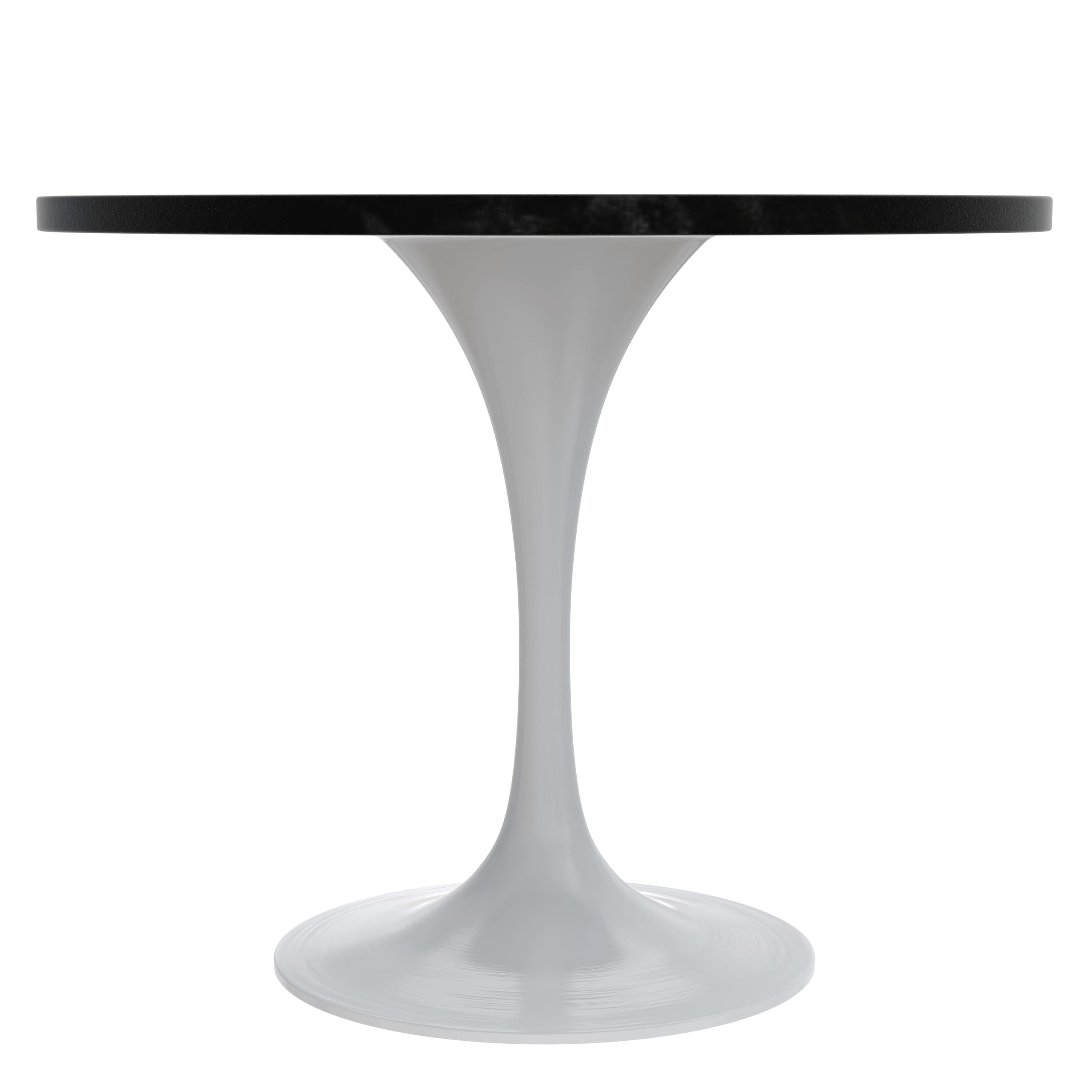 Verve Mid-Century Modern 36 Inch Round Dining Table, MDF Wood Tabletop with White Steel Pedestal Base, Contemporary Kitchen & Dining Room Table, for Small Spaces (Black)