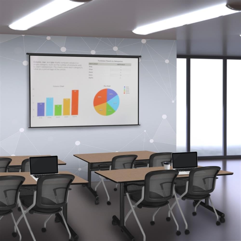 Flip-Top Training Table with 2 Nesting Mesh Chairs, 60 x 24 in, Noble Oak Laminate, Thermal Fused Melamine Top, Black T-Edge Banding, Space-Saving Design for Meetings or Classrooms