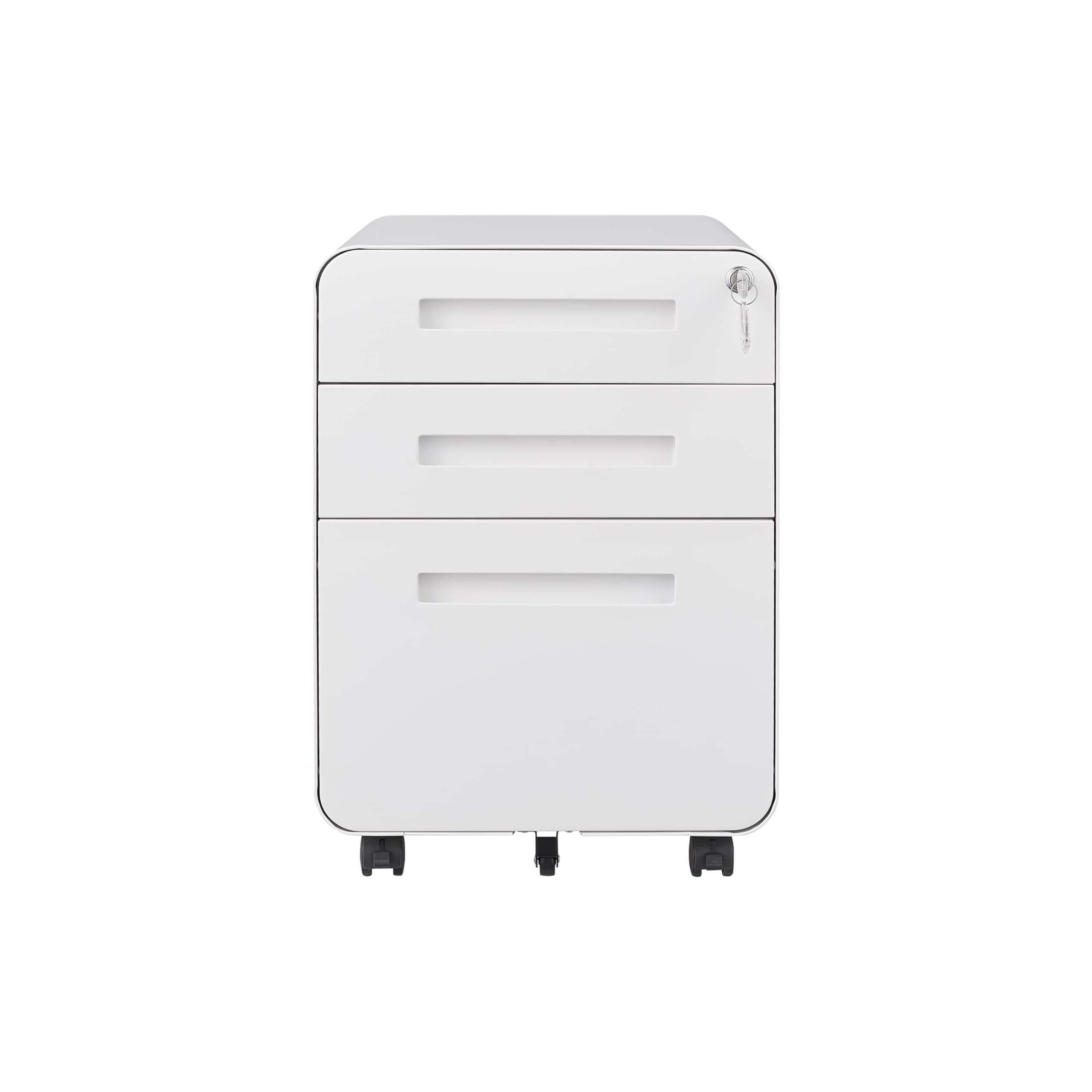 3 Drawer File Cabinet for Office, Under Desk Mobile Filing Cabinet with Lock for A4/Letter/Legal Size, 5 Wheel Anti-tilt Rolling File Cabinets, Fully Assembled