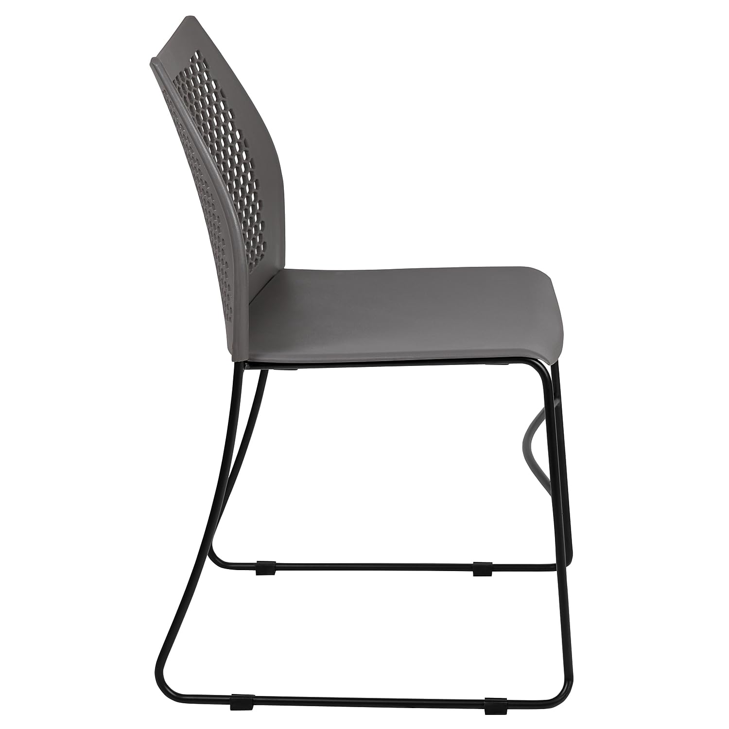 HERCULES Series 661 lb. Capacity Gray Stack Chair with Air-Vent Back and Black Powder Coated Sled Base