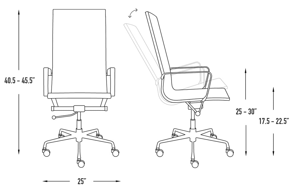 Ribbed Office Chair - Tall Back Desk Chair with Arm Rest, Swivel & Cushion Availability, Made of Faux Leather, Black, Computer Chair
