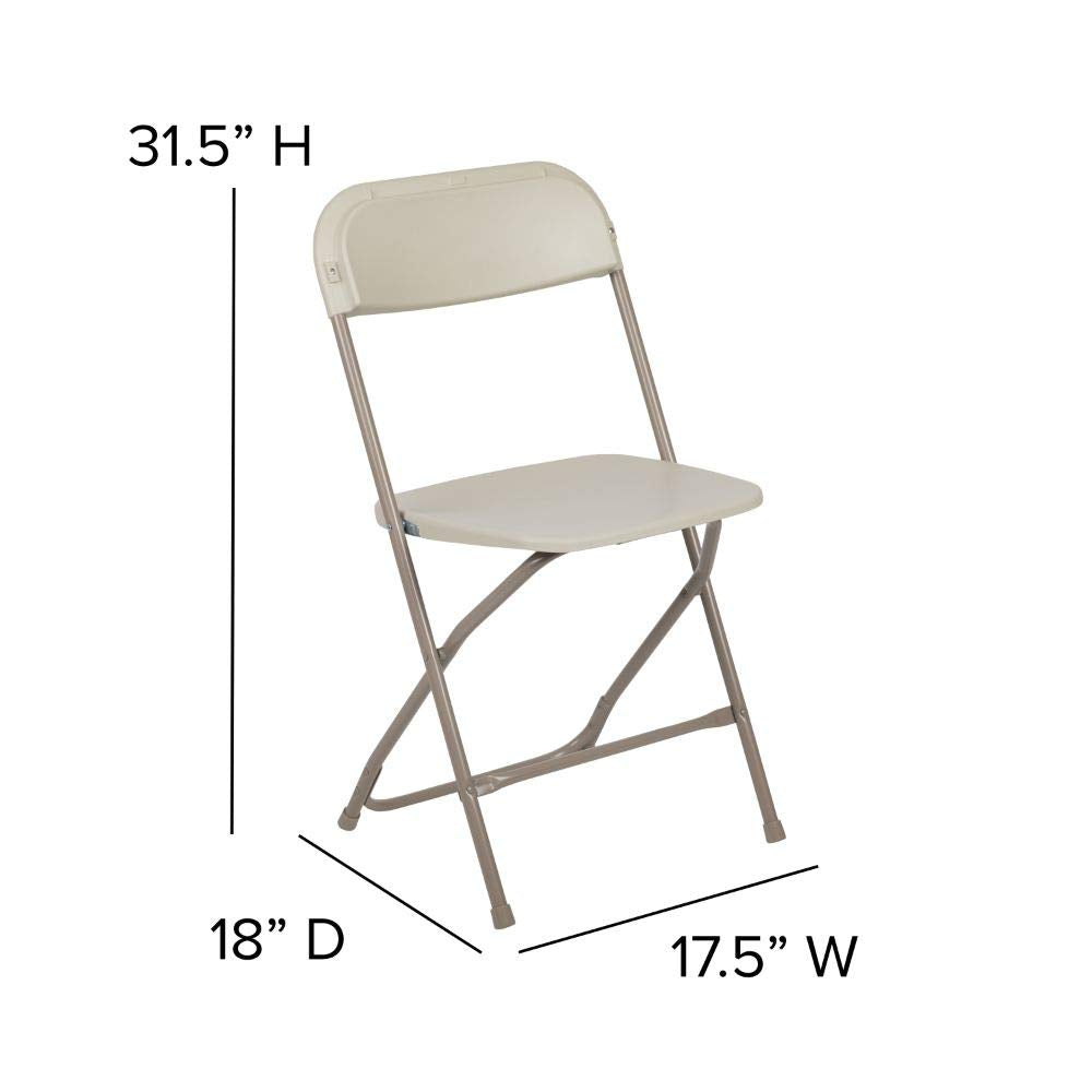 2 Pack, Hercules™ Series Plastic Folding Chair - Beige - 650LB Weight Capacity Comfortable Event Chair-Lightweight Folding Chair