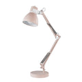 28" Swing Arm Architect Desk Lamp, Matte Rose Finish, White Accents, Rotary Switch on Shade, Partially Adjustable Arm, Modern Lighting for Bedroom or Office, E26 Base
