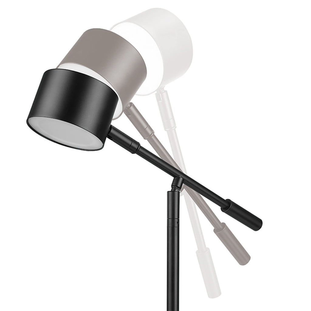 Aristocrat 16" Integrated LED Swing Arm Desk Lamp, Matte Black, Dimmable On/Off Rotary Switch at Base, 2.1A USB Port