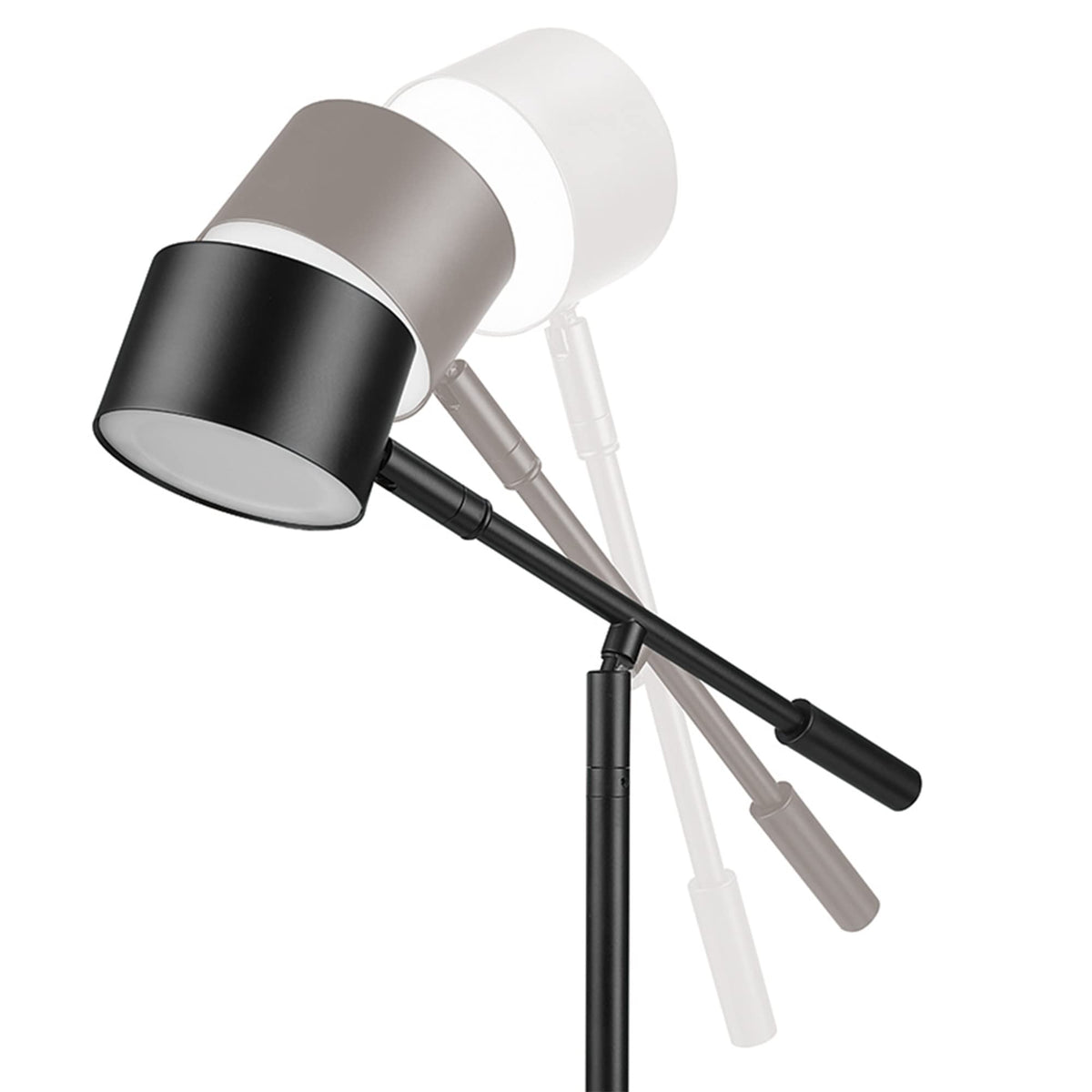 Aristocrat 16" Integrated LED Swing Arm Desk Lamp, Matte Black, Dimmable On/Off Rotary Switch at Base, 2.1A USB Port