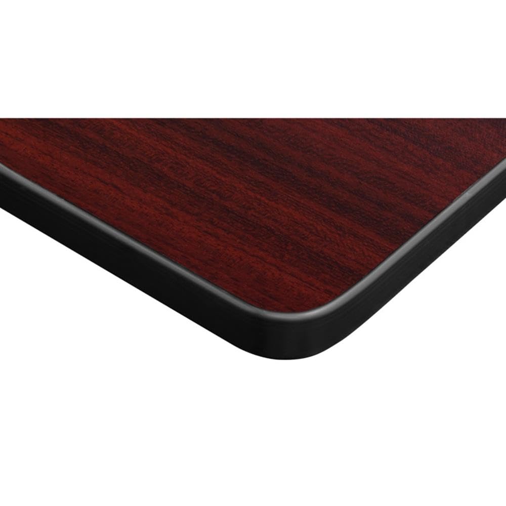 48 x 24 in Flip-Top Nesting Table with 2 Mesh Guest Chairs, Mahogany Laminate, 1-Inch Thick Thermal Fused Melamine Top, Black T Edge Banding, Space-Saving Training Room Furniture Set