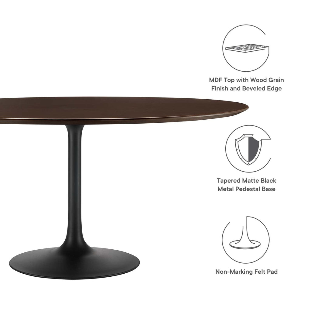 Modway Lippa Dining Table, 60", Black Cherry Walnut