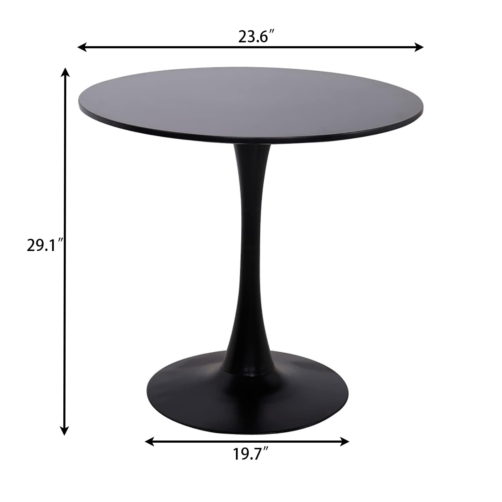 23.6" Round Tulip Dining Table, Mid-Century Tulip Table Kitchen Tulip Dining Table 2 People with MDF Table Top & Pedestal Base for Office Living Room