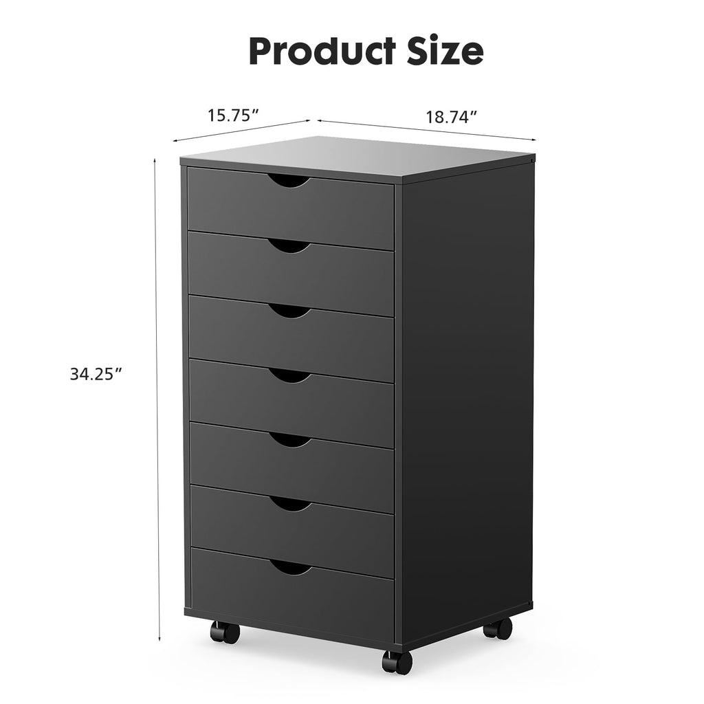 7 Drawer File Cabinet on Wheels, Printer Stand
