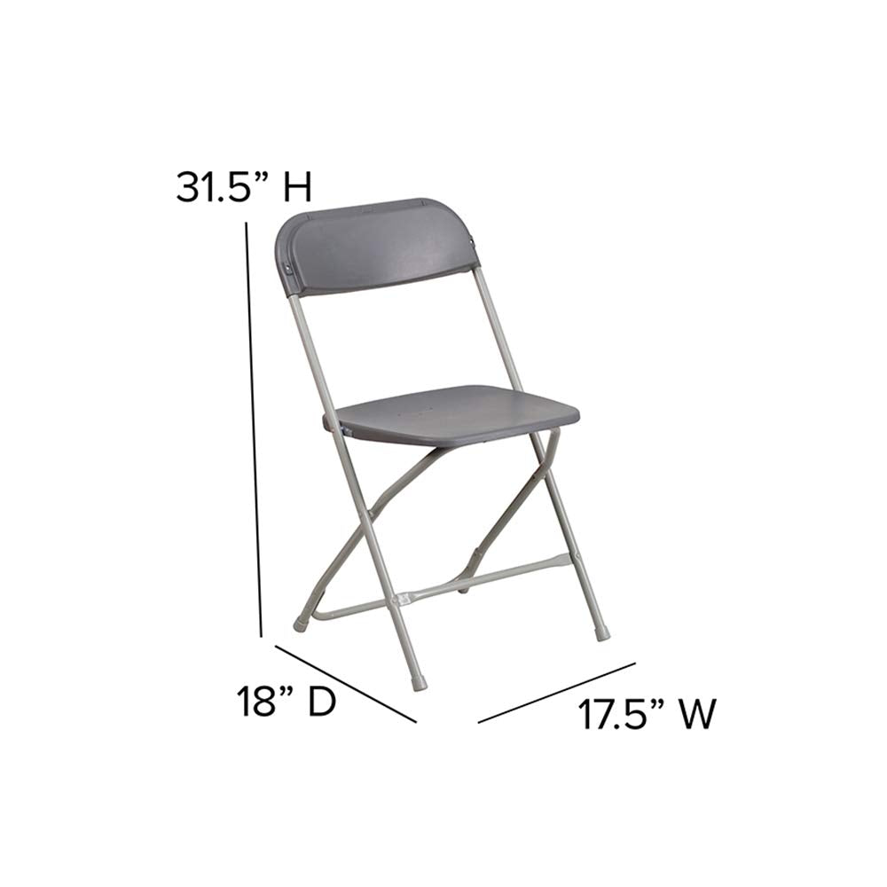 Set of 10, Hercules Series Plastic Folding Chairs for Parties and Weddings, Stackable Commercial Event Seats, Gray