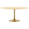 Modway Lippa Dining Table, 60", Gold Natural