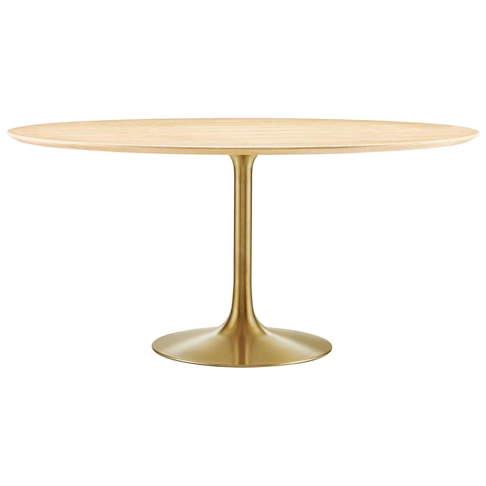 Modway Lippa Dining Table, 60", Gold Natural