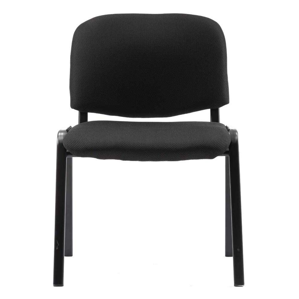 Stackable Office Guest Chairs, Reception Waiting Room Chairs with Padded Seat & Back, Armless No Wheels Conference Chairs for Training, Meeting, Lobby, Set of 5, Black Mesh Fabric