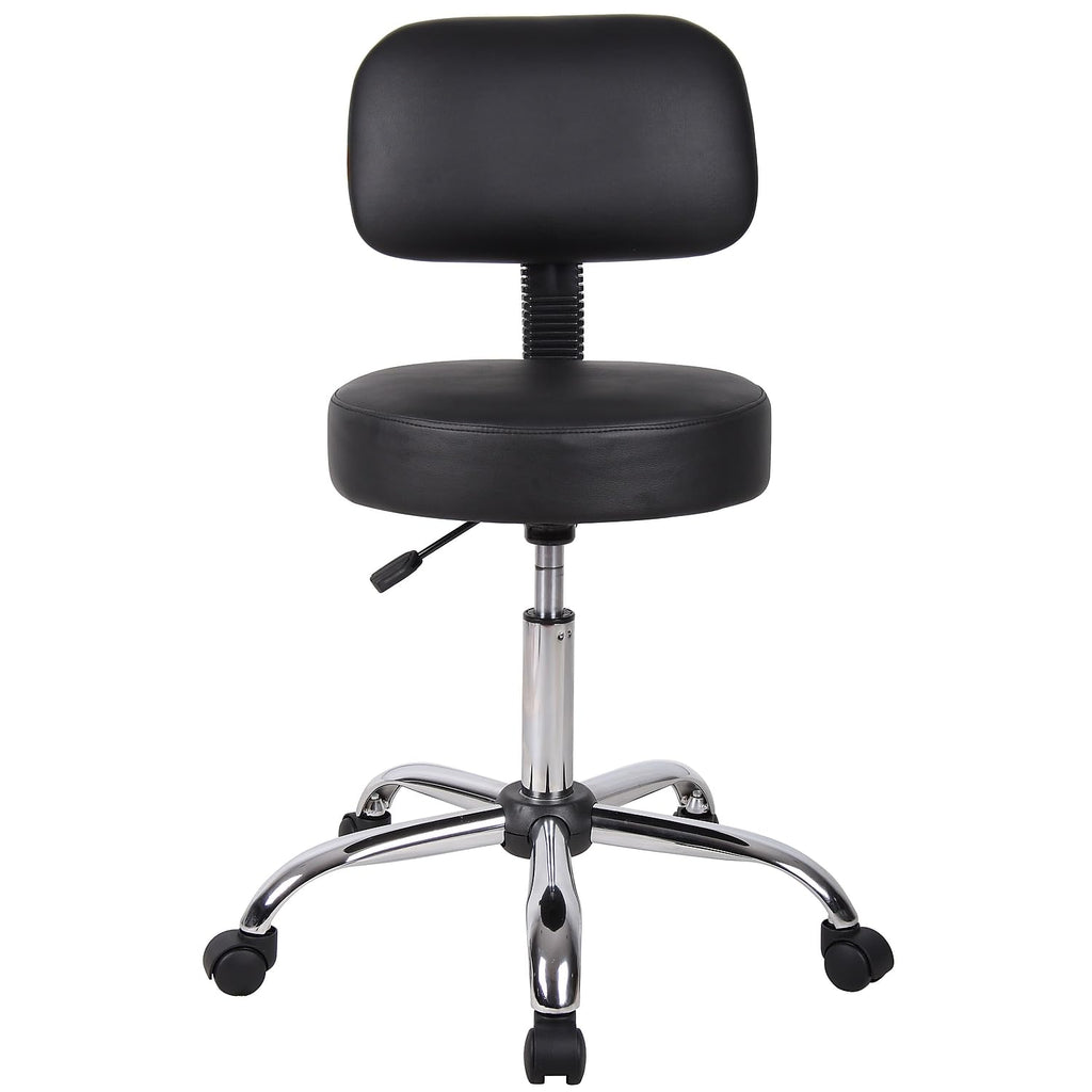 B245-BK Be Well Medical Spa Stool with Back, Black