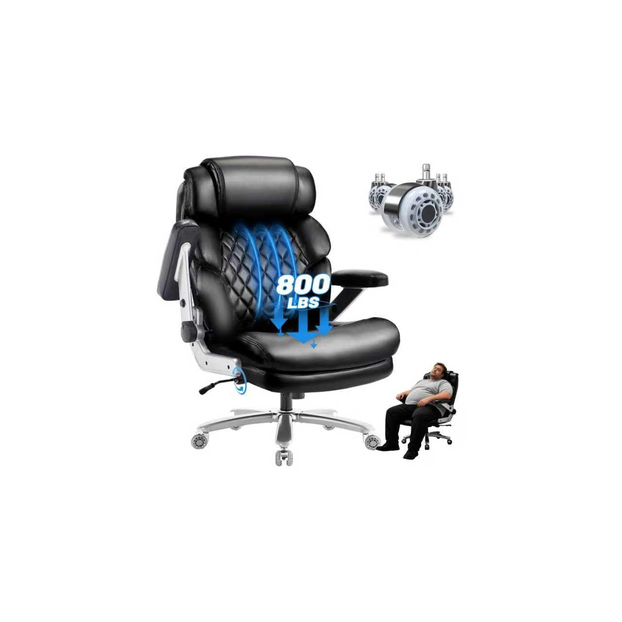 800LBS Big and Tall Office Chair for Heavy People, Heavy Duty Executive Chair with High Back, Extra Wide Seat and Adjustable Lumbar, Large Computer Desk Chair with 5D Flip Arms for Home Office