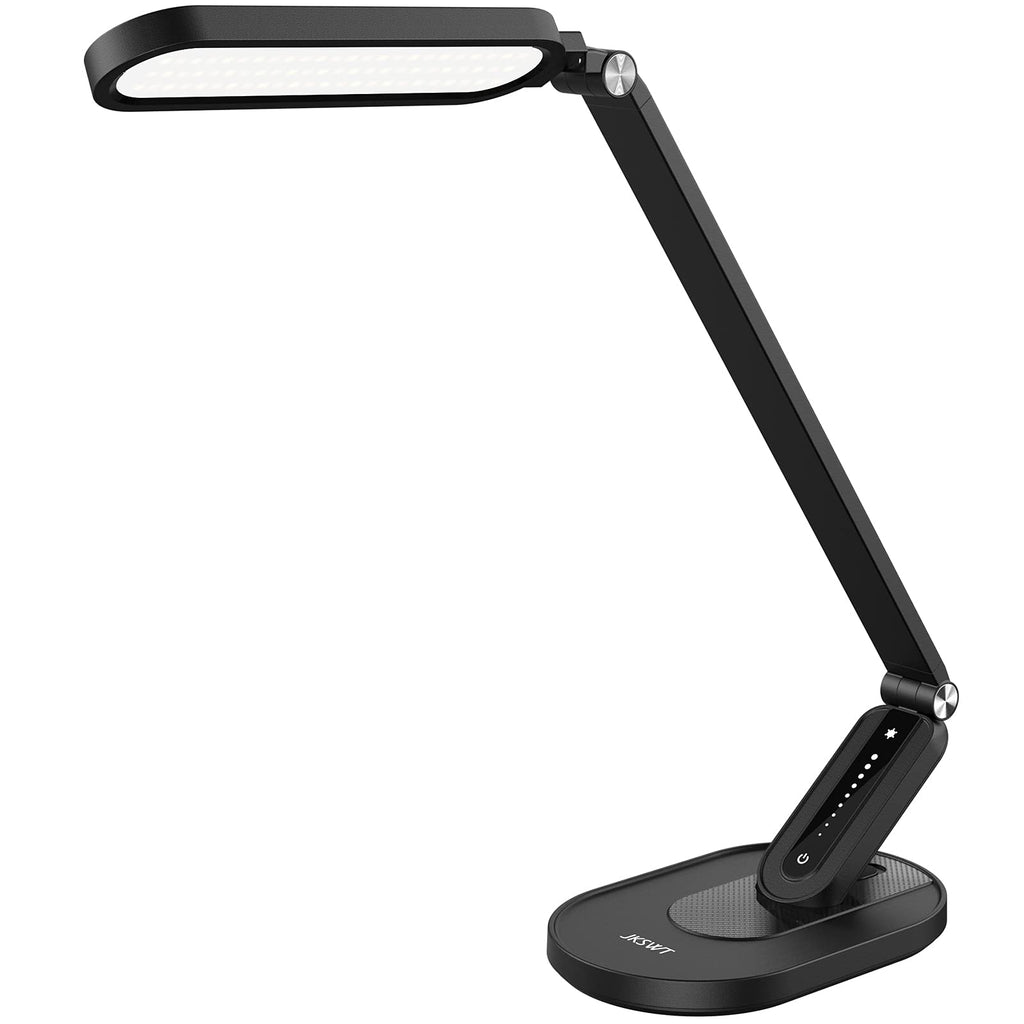 LED Desk Lamp, Eye-Caring Table Lamps Natural Light Protects Eyes Dimmable Office Lamp with 5 Color Modes USB Charging Port Touch Control and Memory Function, 10W Reading Lamp,Black