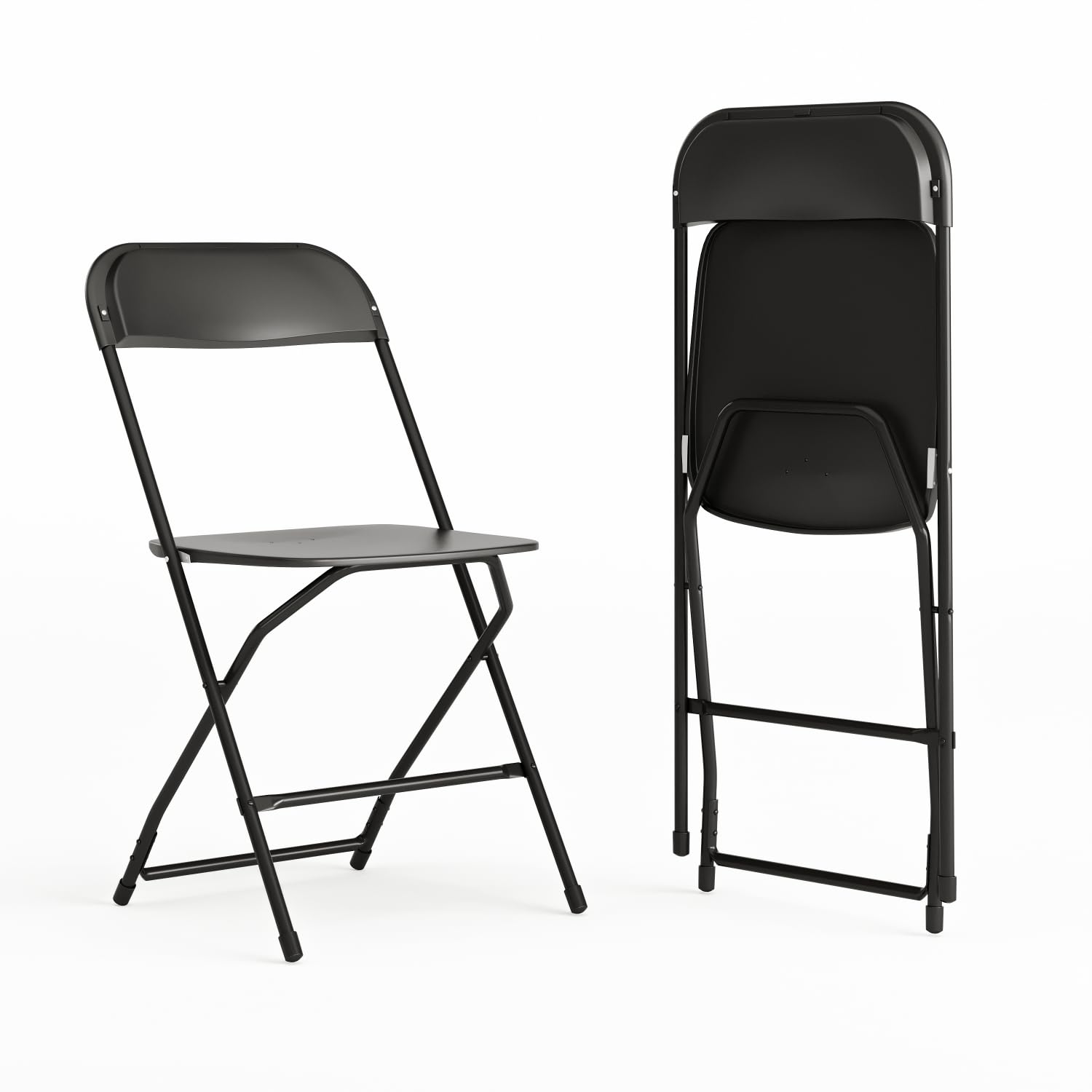 Set of 2,Hercules Series Plastic Folding Chairs for Parties and Weddings, Stackable Commercial Event Seats with 650-lb. Static Weight Capacity, Black