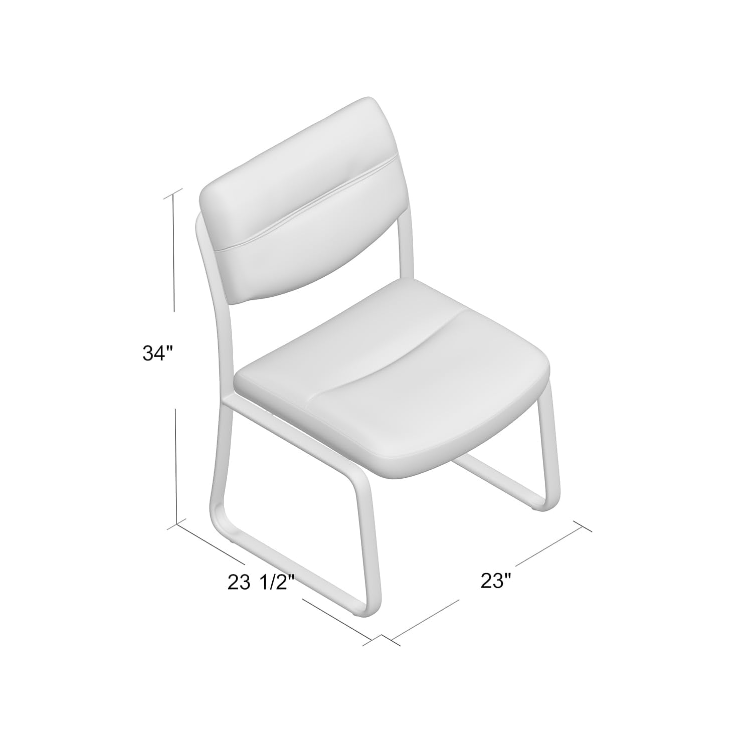 Leather Sled Base Side Chair in Black, 250