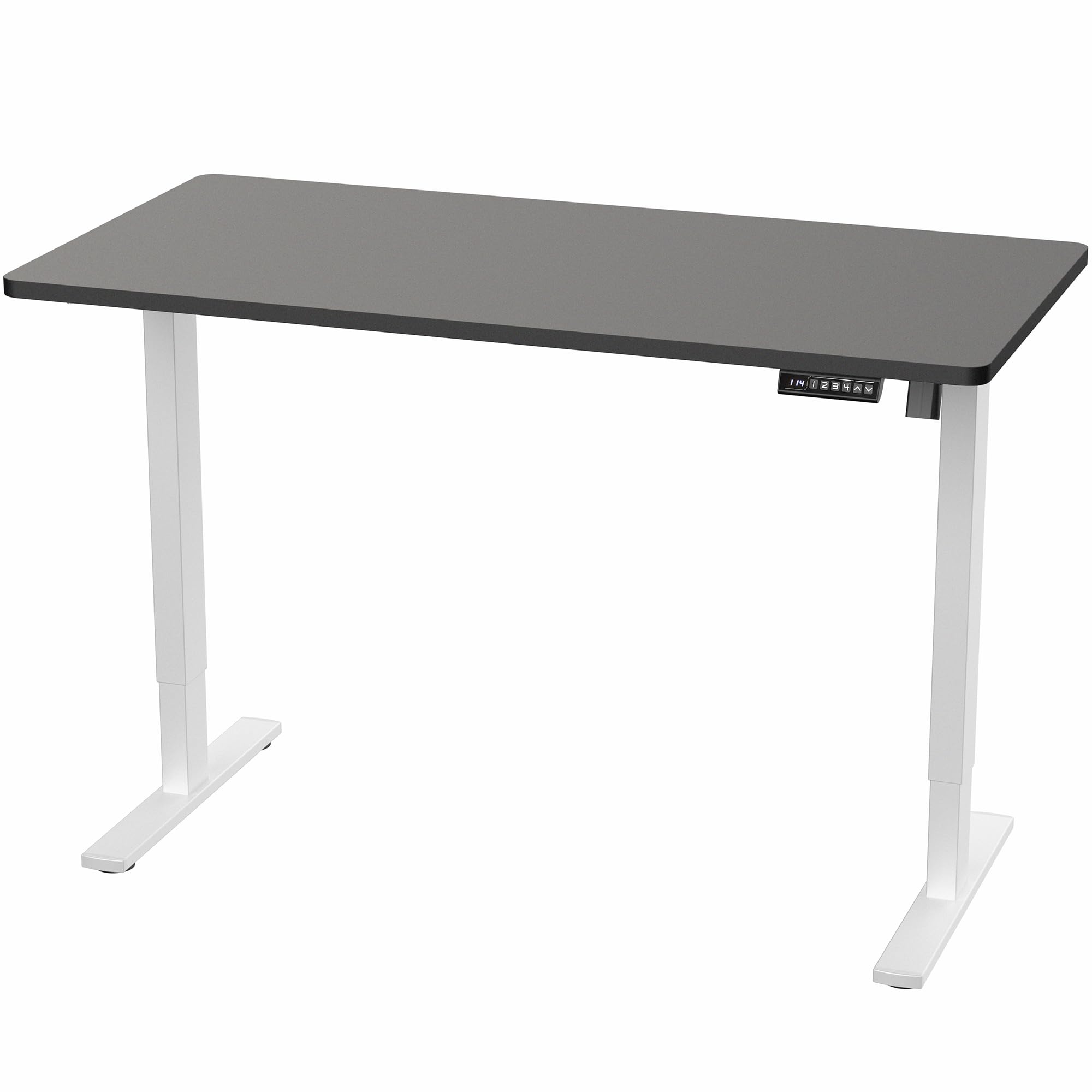 Electric 55 x 28 in Standing Desk, Memory Height Adjustment, 1B Series, Holds 220 lbs, One-Piece Black Top, White Frame