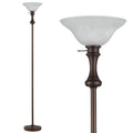 Torchiere Brown Floor Lamp for Living Room with Glass Shade-71IN