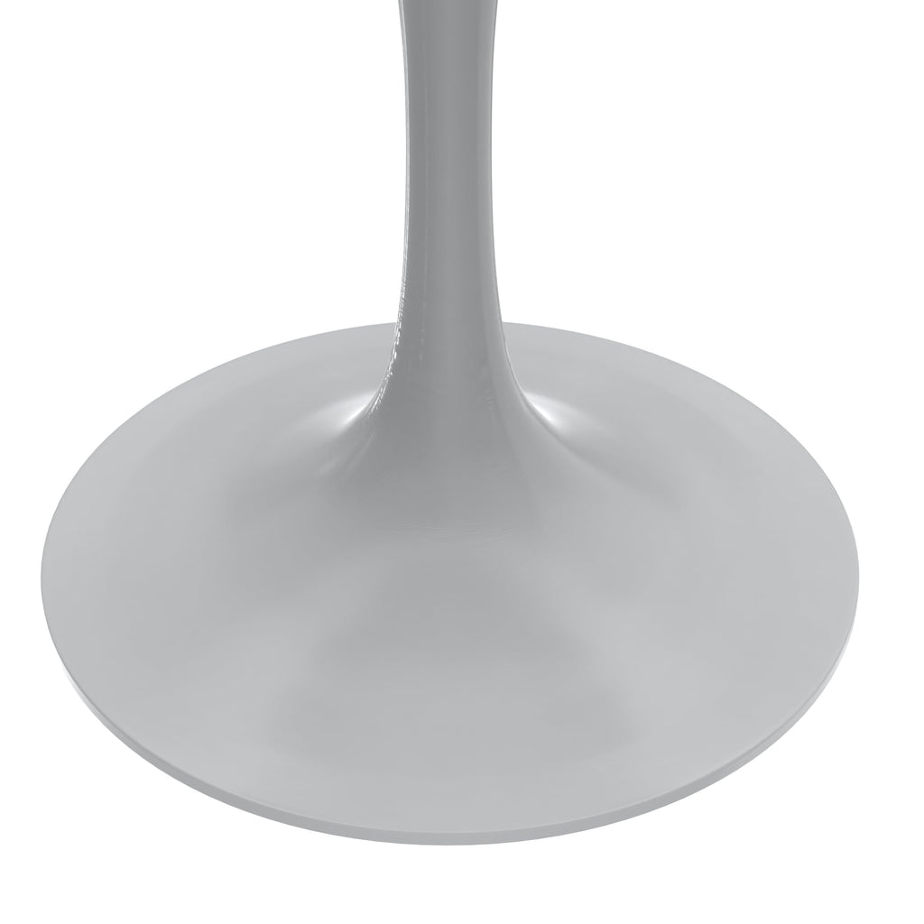 LeisureMod Verve Mid-Century Modern 27 Inch Round Dining Table, MDF Wood Tabletop with White Steel Pedestal Base, Contemporary Kitchen & Dining Room Table, Small Space Breakfast Table, Dark Maple