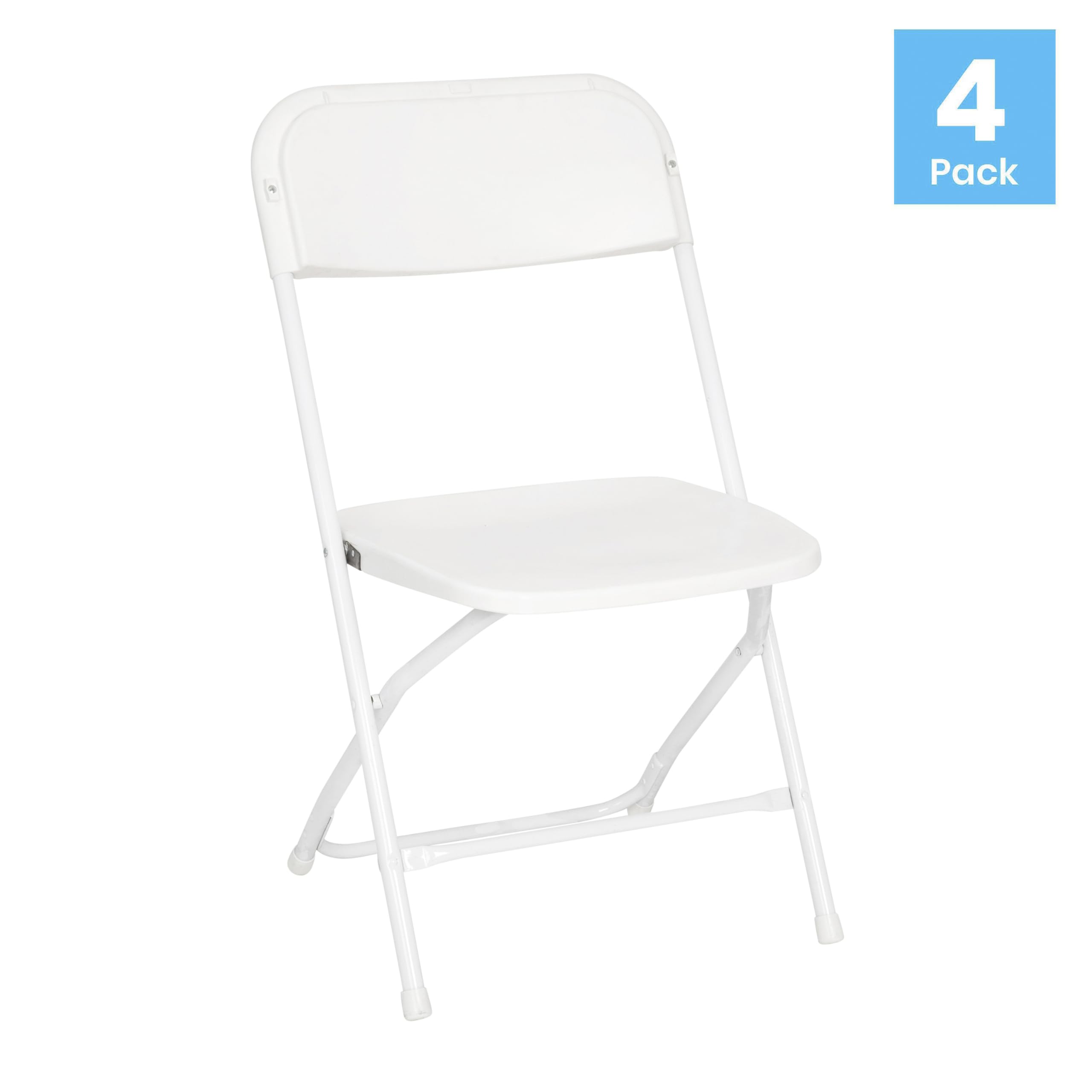 Set of 4, Hercules Series Big & Tall Stackable Plastic Folding Chairs, Extra Wide Commercial Event Seats,  White