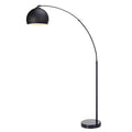 Arquer 66.93" Arc Floor Lamp for Living Rooms, Home Offices, Dining Rooms, Bedrooms with Faux Black Marble Base and Black Bell Shade