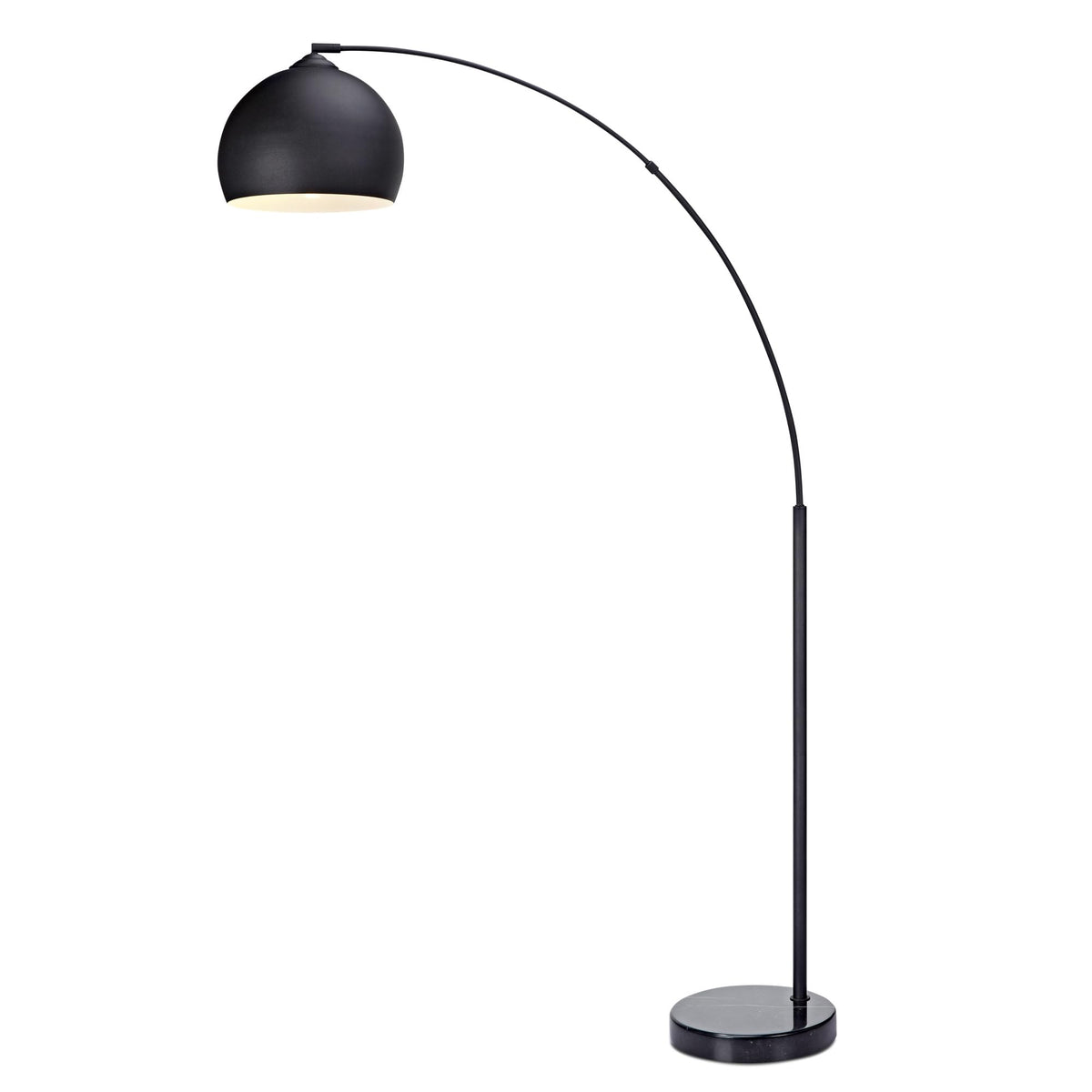 Arquer 66.93" Arc Floor Lamp for Living Rooms, Home Offices, Dining Rooms, Bedrooms with Faux Black Marble Base and Black Bell Shade