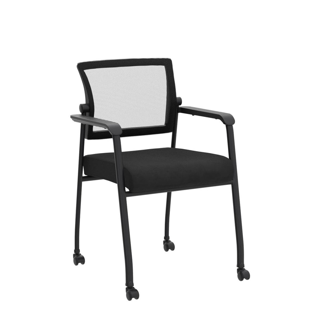 4 Pack Black, Waiting Room Chairs with Wheels, Adjustable Mesh Backrest, Desk Chair with Ergonomic Lumbar Support and Thickened Seats Cushion,