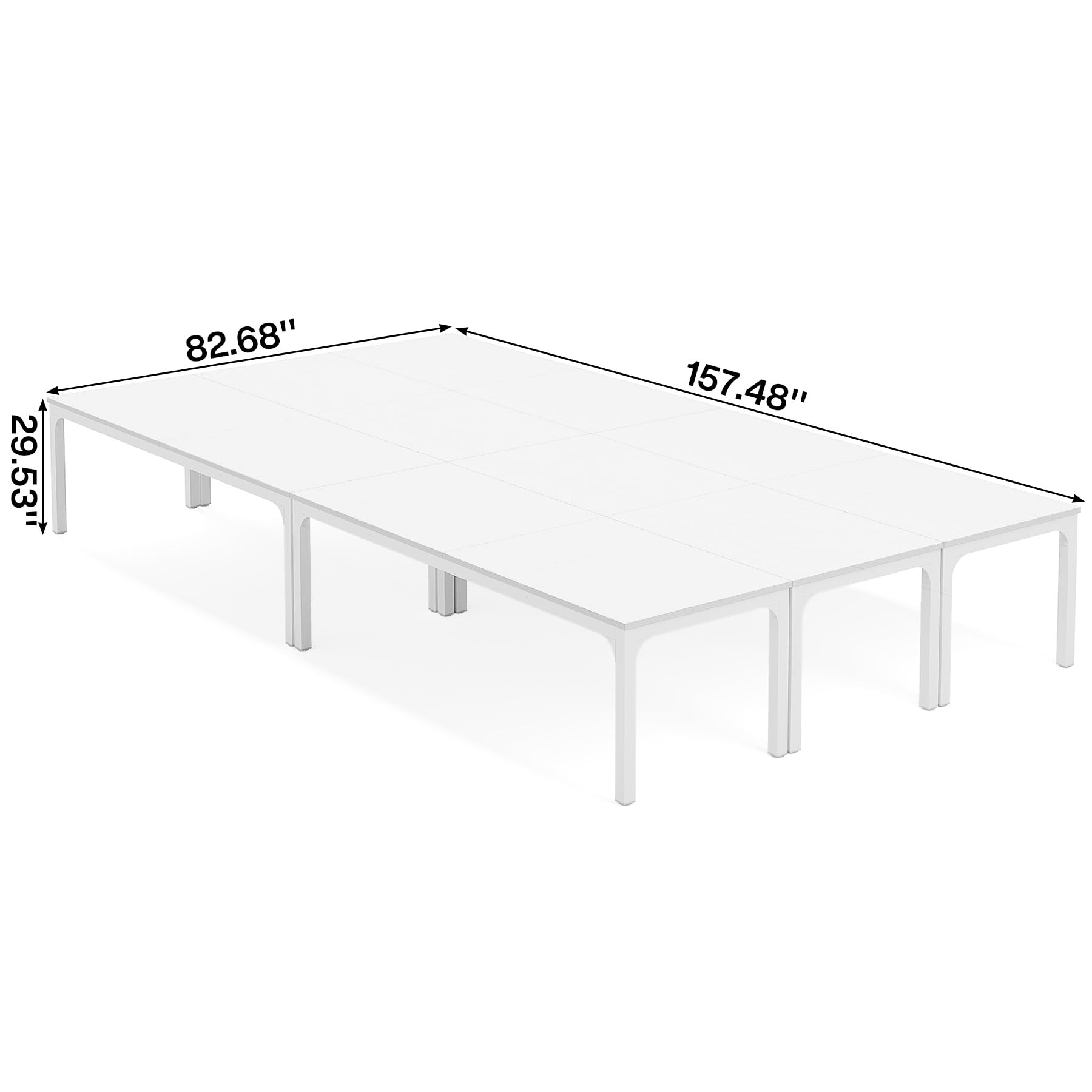 6.5 FT Conference Room Table, 78.74" W x 27.56" D Large Office Conference Table, Modern Seminar Meeting Table Desk for Boardroom, Meeting Room (6, White)