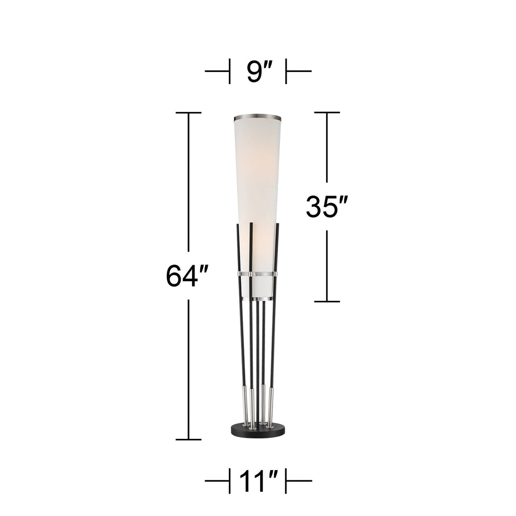 Flute 64" Tall Black and White 2-Light Modern Floor Lamp