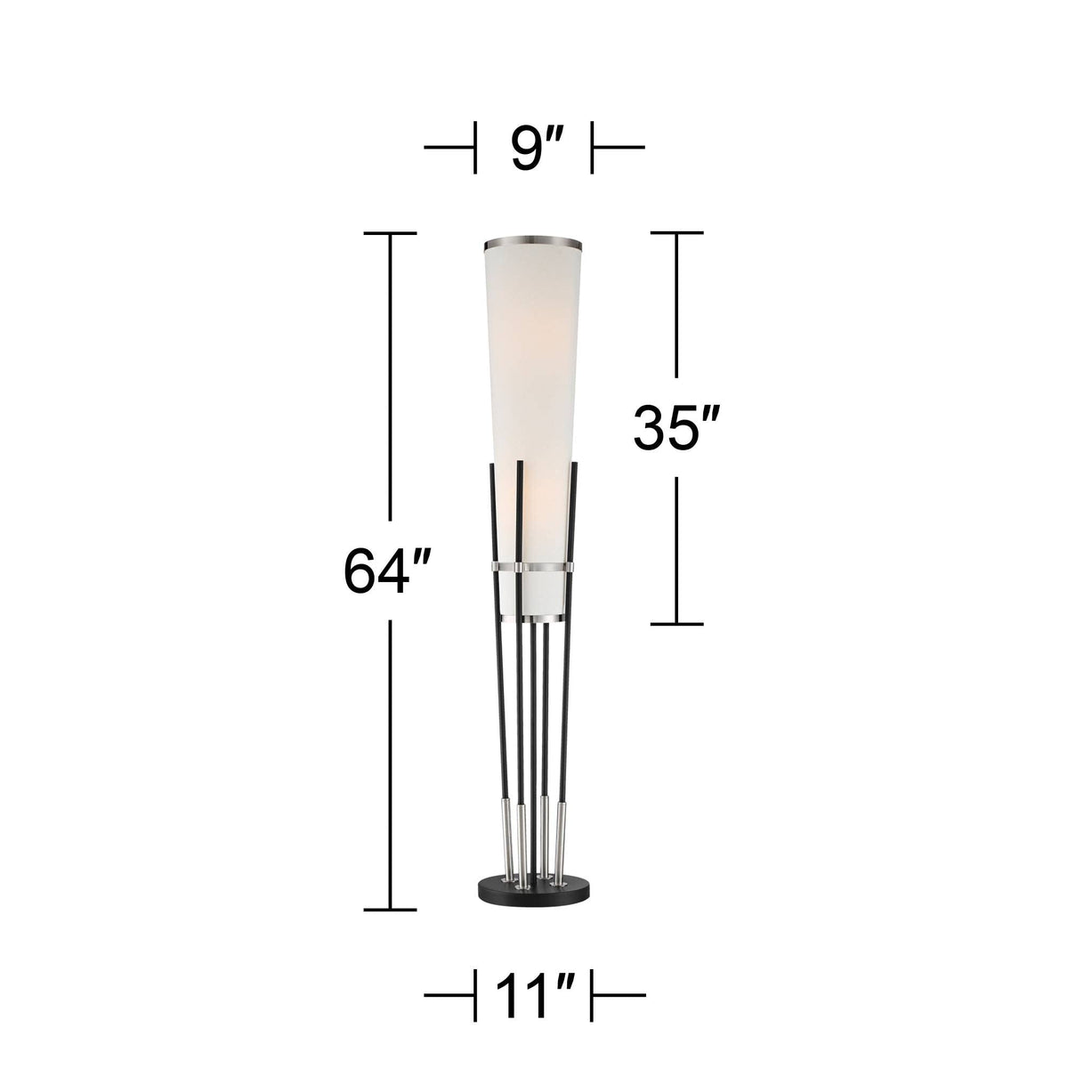Flute 64" Tall Black and White 2-Light Modern Floor Lamp