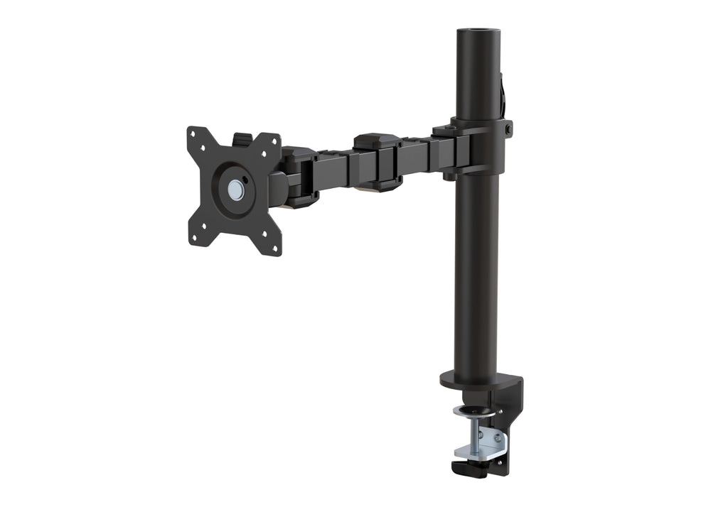 Single Computer Monitor Stand with Cable Management, Height Adjustable VESA Desk Arm Mount, Fully Adjustable Tilt and Rotation, Steel, Black, Fits 13-30" Screens