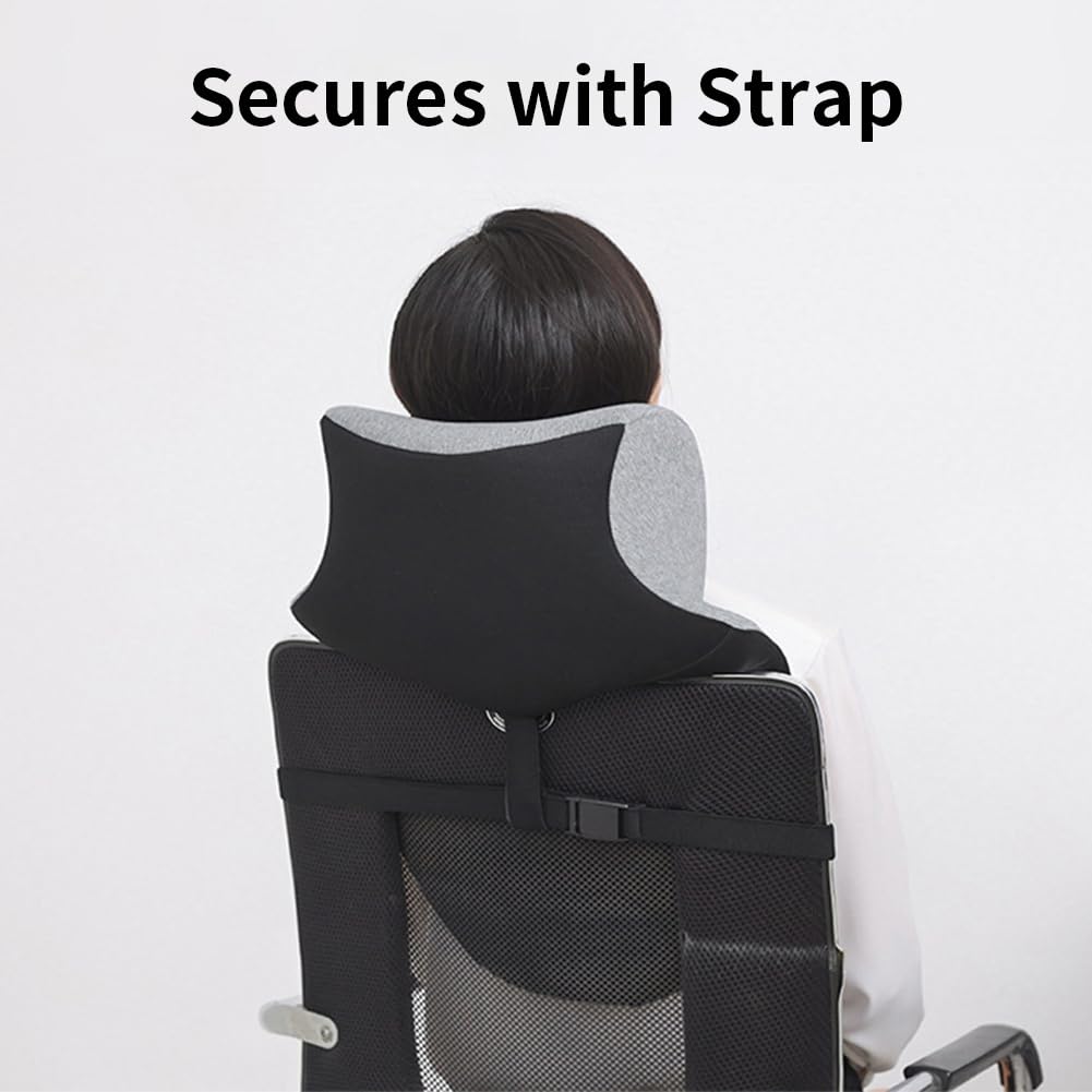 Office Chair Headrest, Adjustable Neck Support Pillow with Removable Washable Cover - Head Rest Attachment for Office Chairs and Wheelchairs, Neck Pillow for Desk Chair Napping (Blue)