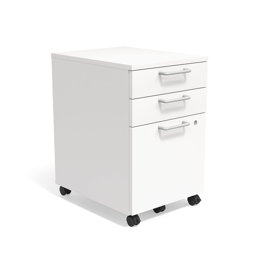 3-Drawer Vertical File Cabinet, Letter & Legal Size Documents, Lockable & Mobile, 21.3" D x 15.6" W x 24.3" H, White