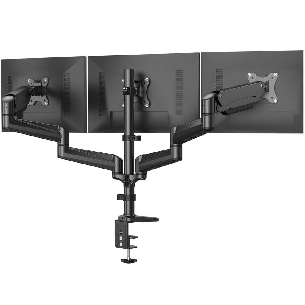 Triple Monitor Mount for 17 to 32 inch Screens, Adjustment Gaming Triple Monitor Stand with Swivel, Tilt, Rotation, Clamp & Grommet Kit