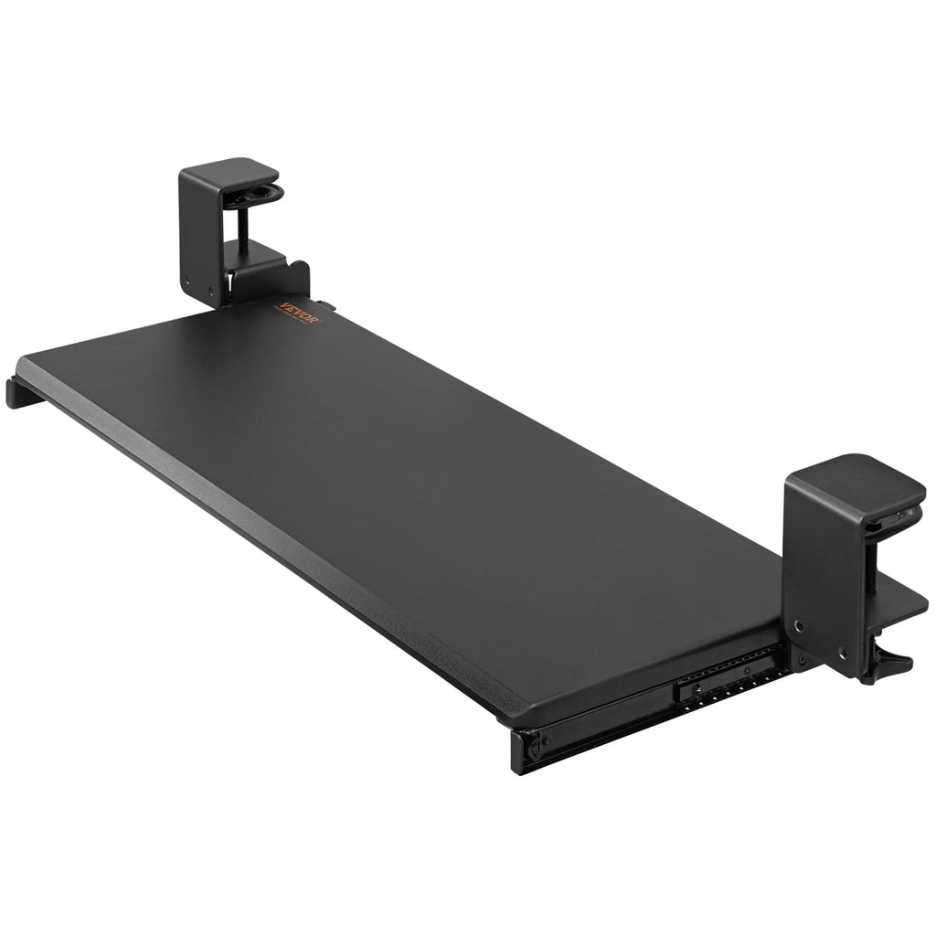 Clamp on Keyboard Tray Under Desk, Desk Keyboard Tray Slide Out with Sturdy No-Drill C Clamp Mount, Large 26.8 x 11 inch Slide-Out Computer Drawer for Typing in Home, Office Work