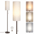 Floor Lamp for Living Room, Modern Standing Lamps with Lampshade, Minimalist Tall Lamp with Chain Switch for Living Room, LED Bulb Included (Beige+Brown)