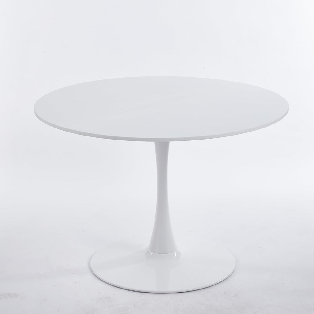 Sybrioka 42" Tulip Table for 4-6 Persons Modern Round Dining Room Table, Mid-Century Modern White Small Kitchen Table with MDF Wooden Top, Leisure Coffee Table for Living Room, Dining Room, Office