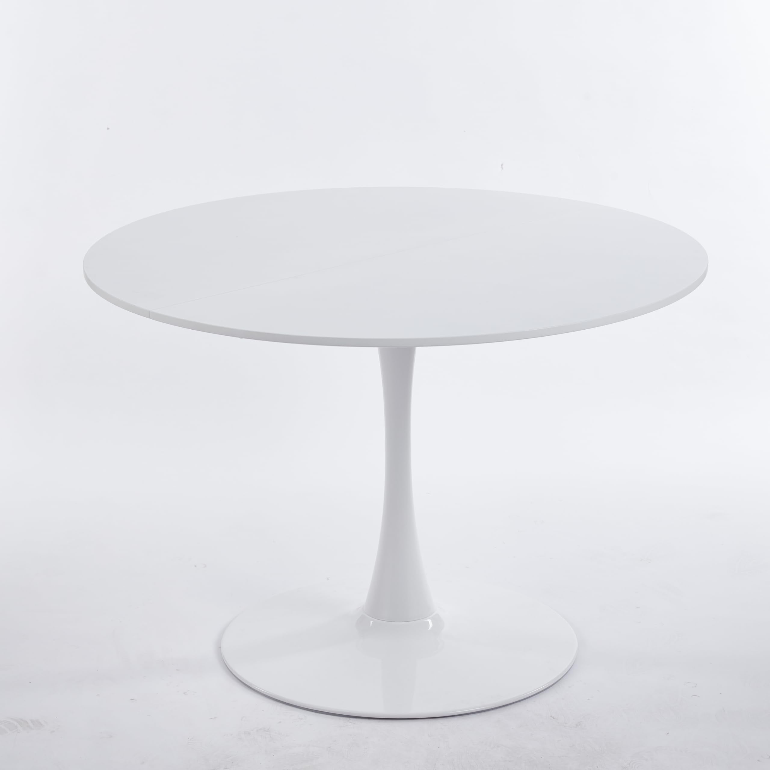 Sybrioka 42" Tulip Table for 4-6 Persons Modern Round Dining Room Table, Mid-Century Modern White Small Kitchen Table with MDF Wooden Top, Leisure Coffee Table for Living Room, Dining Room, Office