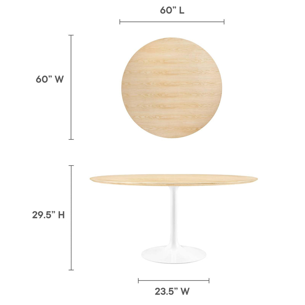 Modway Lippa Dining Table, 60", White Natural