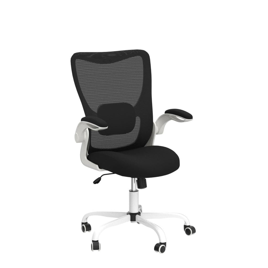 Office Chair, Ergonomic Desk Chair with Adjustable Lumbar Support and Flip up Armrest, Breathable Mesh Computer Chair for Home Office, White