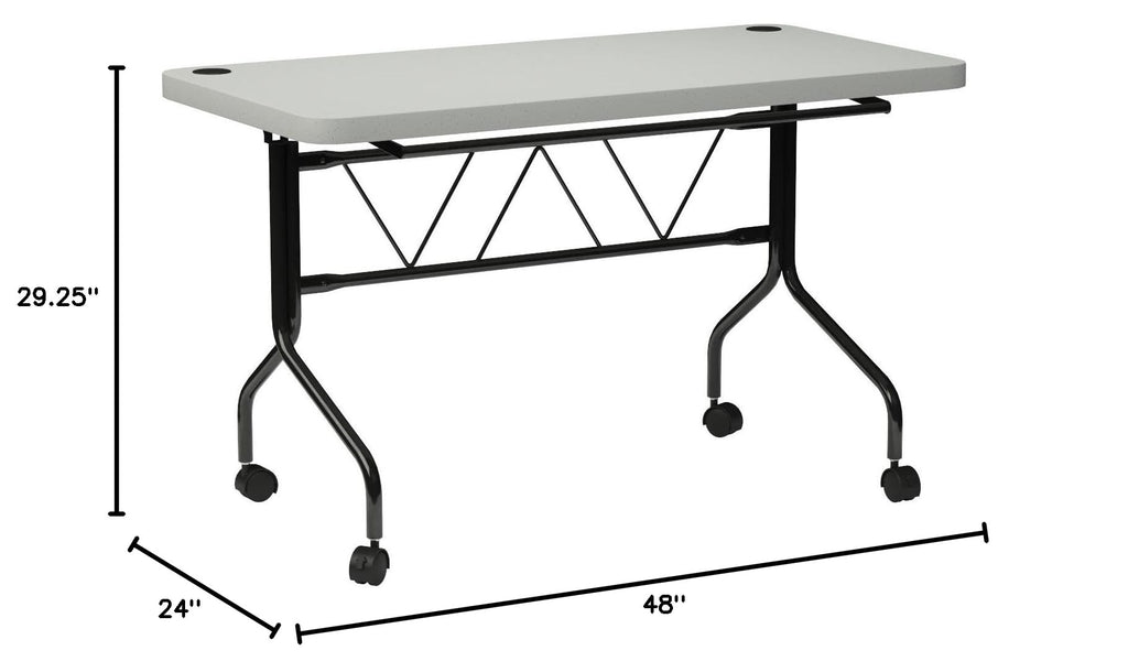 Resin Multipurpose Flip Training Table with Locking Casters for Home or Office, 4 Feet Light Gray