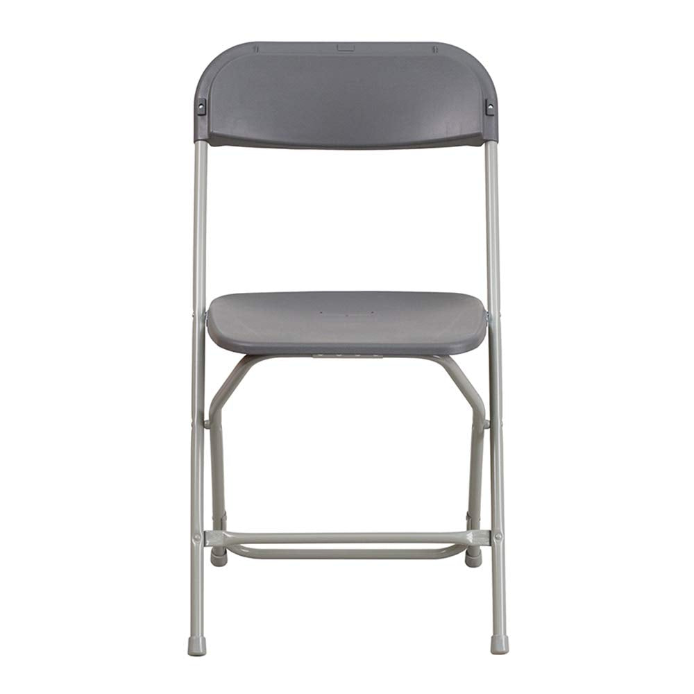 Set of 10, Hercules Series Plastic Folding Chairs for Parties and Weddings, Stackable Commercial Event Seats, Gray