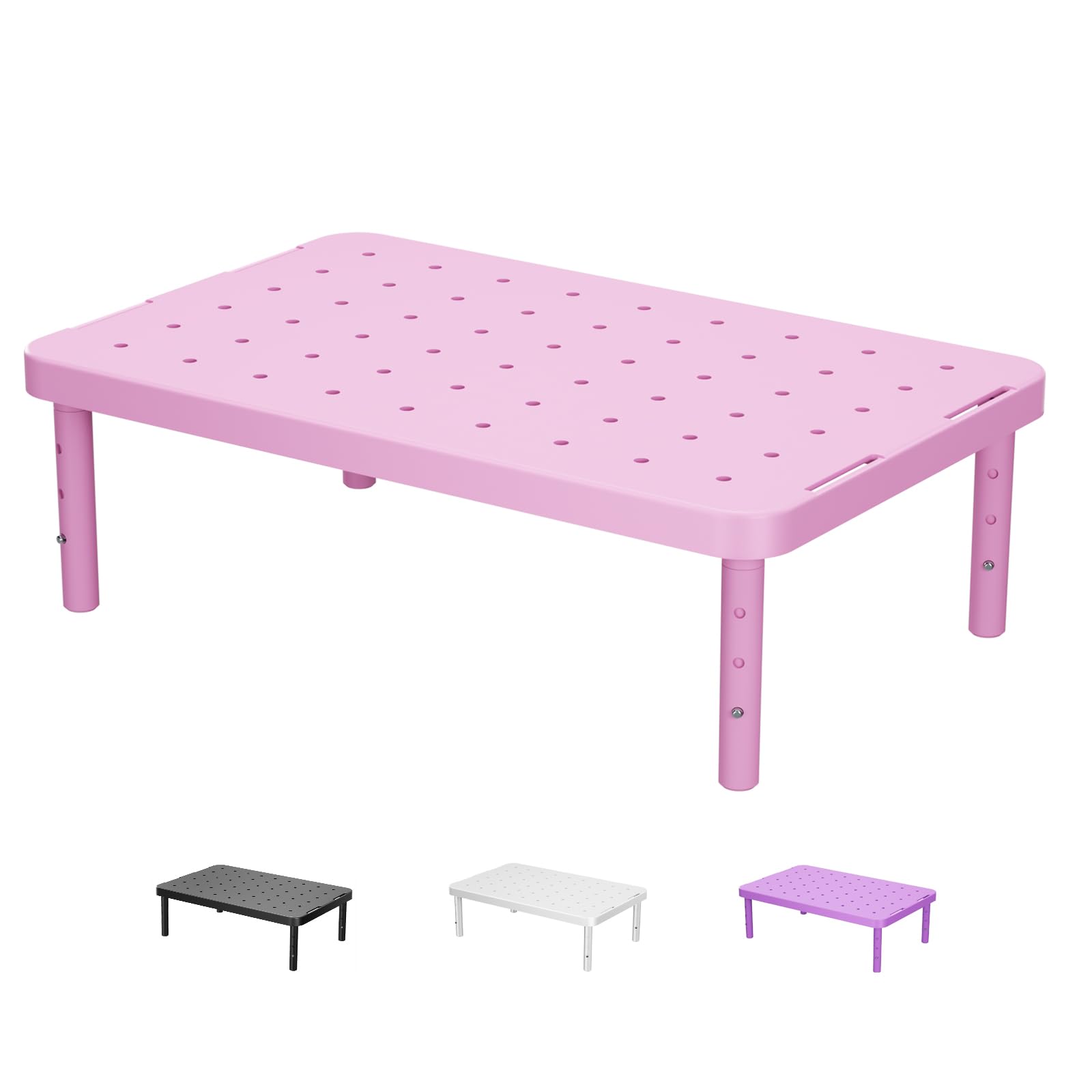 Computer Monitor Stand for Desk, Adjustable Laptop Riser, Desk Monitor Stand Underneath Storage for Office, Home, School Supplies (PTT001-P), 1 Pack, Pink