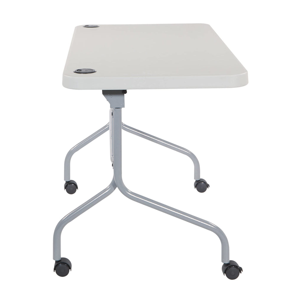 Resin Multipurpose Flip Training Table with Locking Casters for Home or Office, 4 Feet Light Gray