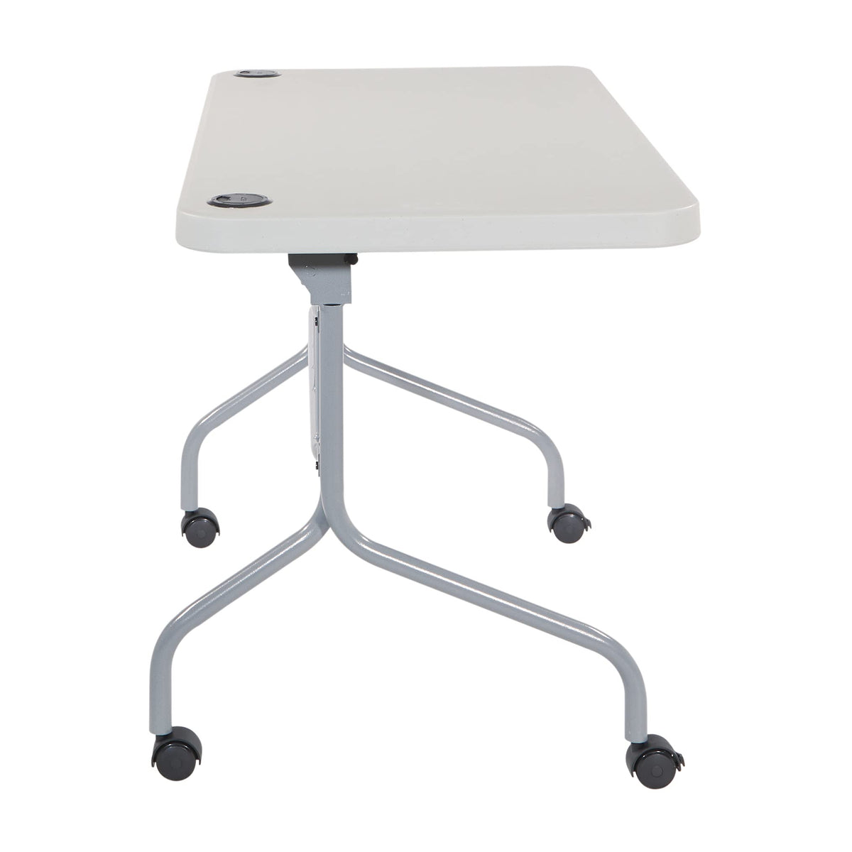 Resin Multipurpose Flip Training Table with Locking Casters for Home or Office, 4 Feet Light Gray