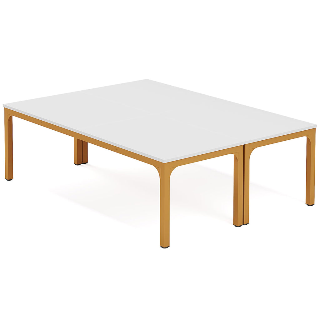 6.5 FT Conference Room Table, 78.74" W x 27.56" D Large Office Conference Table, Modern Seminar Meeting Table Desk for Boardroom, Meeting Room (2, White and Gold)