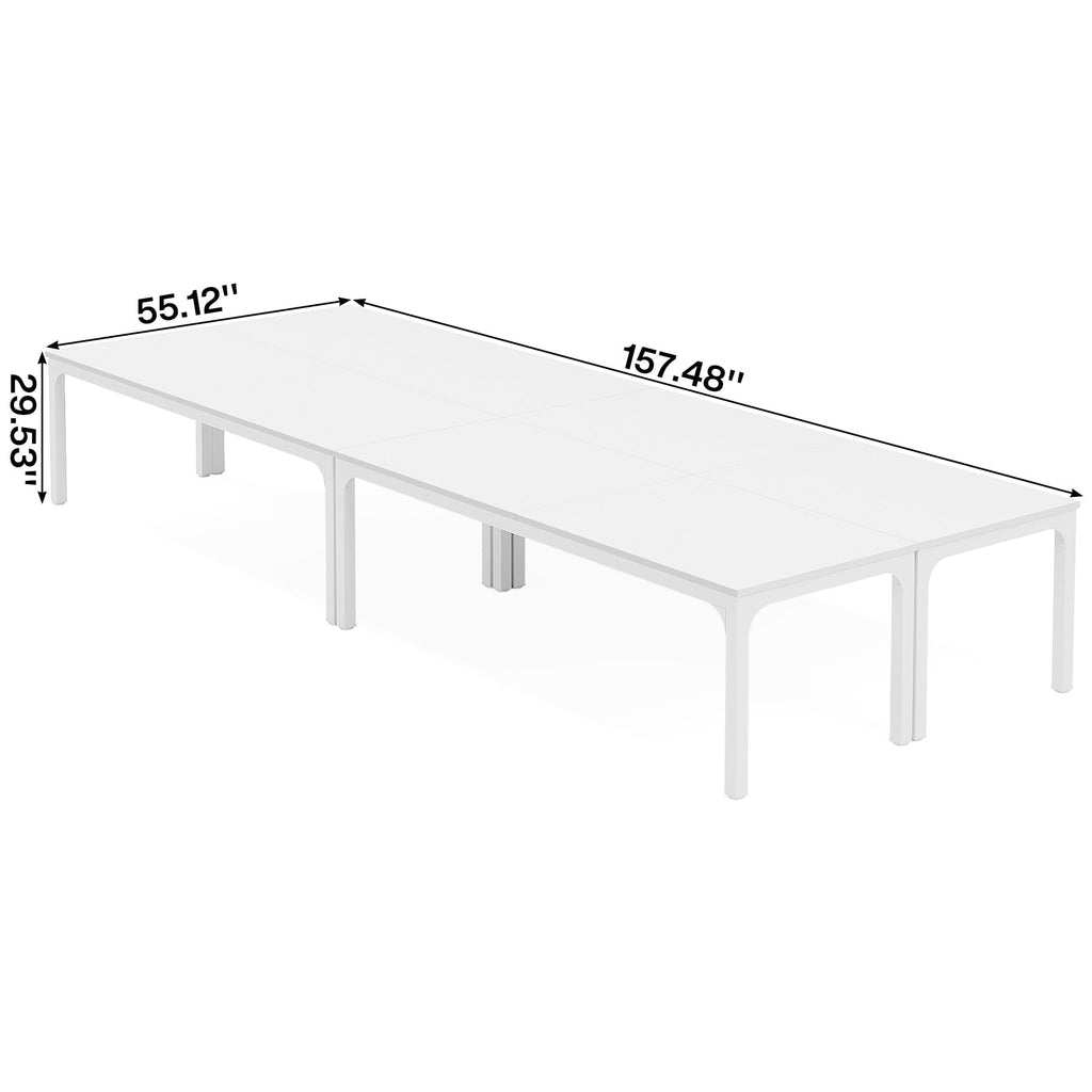 6.5 FT Conference Room Table, 78.74" W x 27.56" D Large Office Conference Table, Modern Seminar Meeting Table Desk for Boardroom, Meeting Room (4, White)
